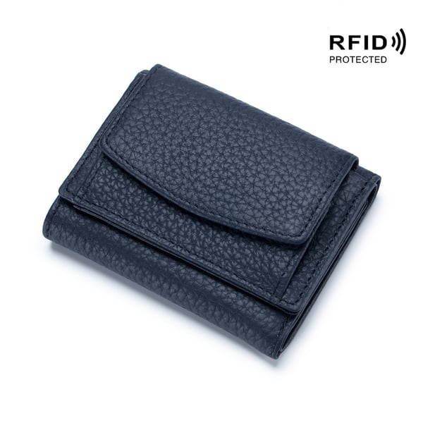 Kompakte RFID-Schutz Geldbörse Unisex Leder Mini Portemonnaie