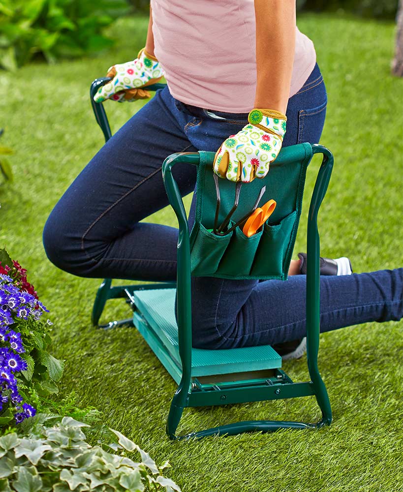 Ergonomischer Kniesitz für die Gartenarbeit – klappbar mit Seitentaschen