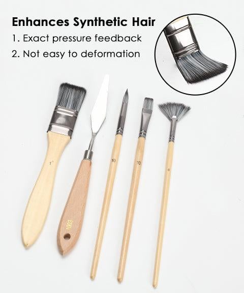 Pinselset 24-teilig mit Palette-Messer für Acryl, Aquarell & Öl