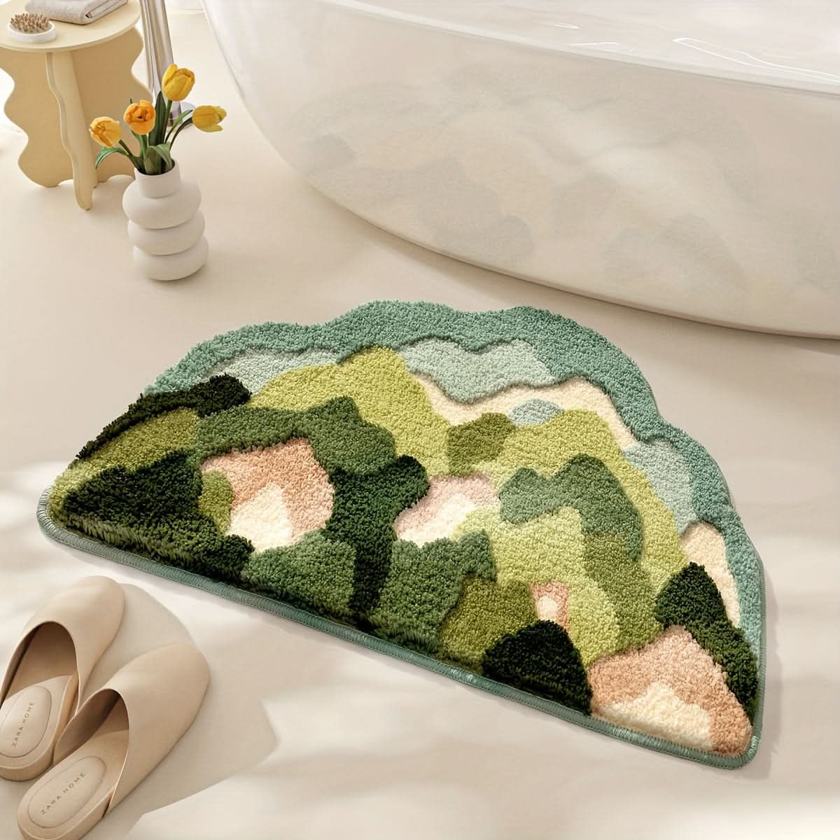 Absorbierende Badmatte mit Blumenmuster – rutschfest & weich
