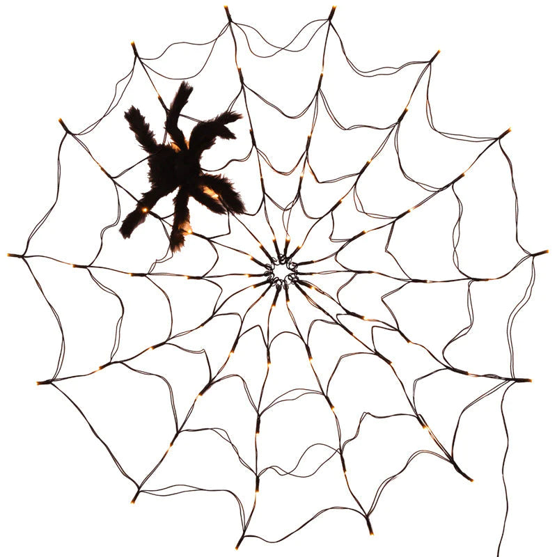 Spinnennetz Lichterkette mit LED & Fernbedienung – Halloween Deko Innen & Außen