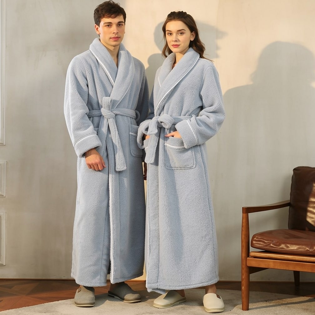 Langer Bademantel mit Schalkragen – kuschelig warm für Damen und Herren