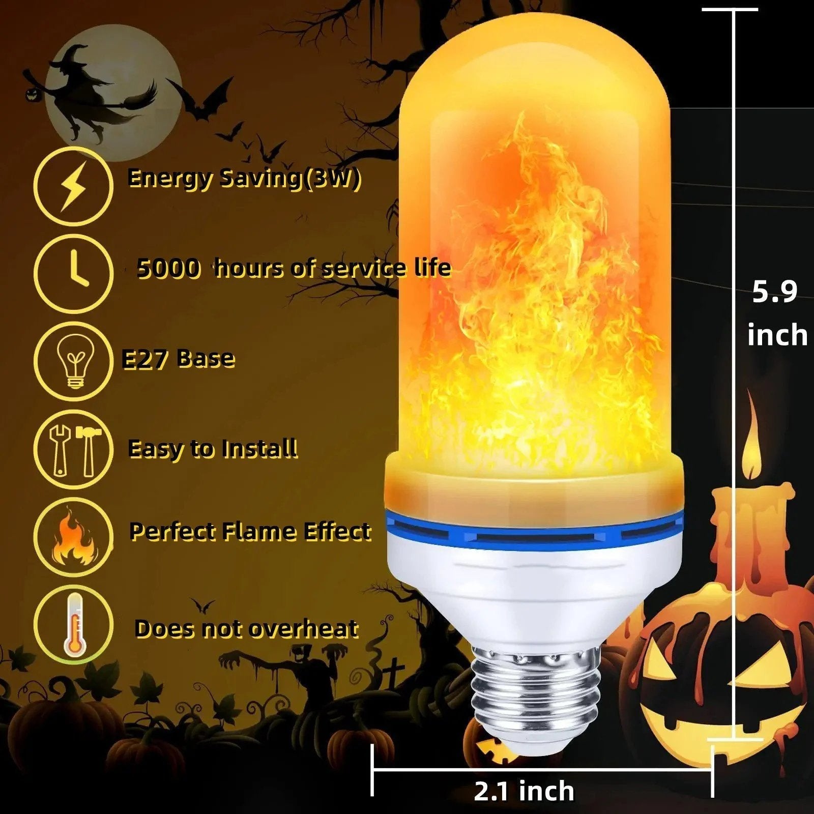 LED Flammen Glühbirne E26 - Flammeneffekt Leuchtmittel für Atmosphäre