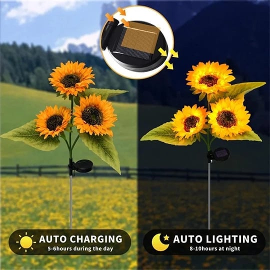 Solar Gartenleuchten Sonnenblumen LED Warmweiß IP65 Wetterfest