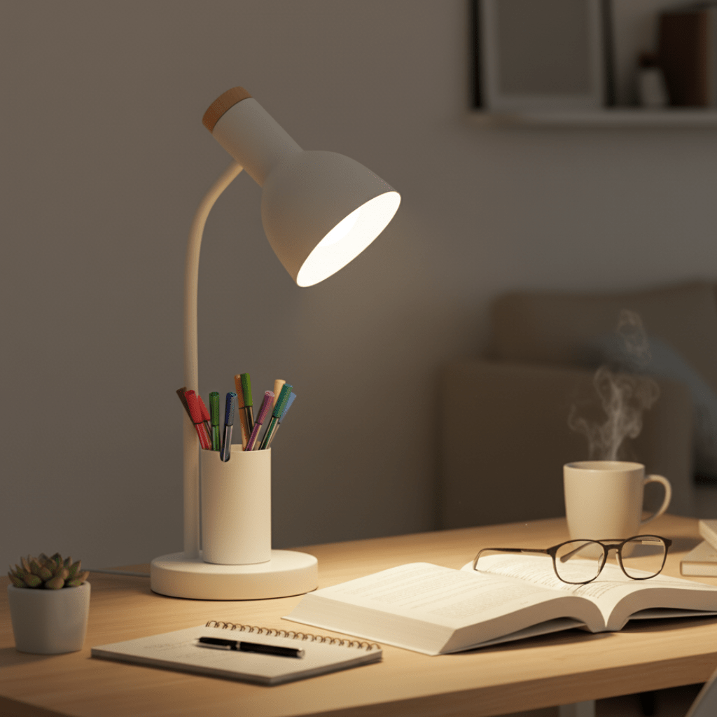 LED Schreibtischlampe mit Stiftehalter für Büro und Homeoffice