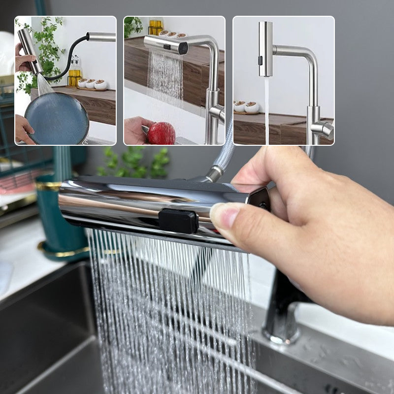 Wasserhahn-Aufsatz spritzfrei mit Brause – Edelstahl Strahlregler für die Küche