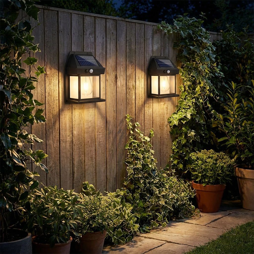 Solar LED-Wandleuchte mit Bewegungssensor für Garten und Zaun