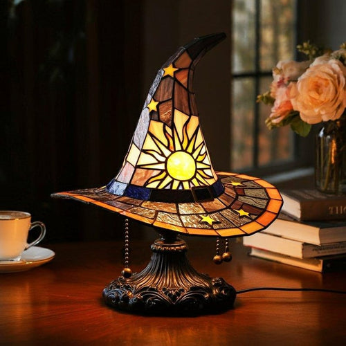 Hexenhut Lampe - Halloween Dekoration mit warmweißem LED Licht