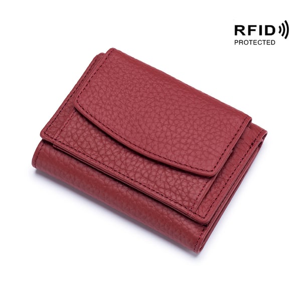 Kompakte RFID-Schutz Geldbörse Unisex Leder Mini Portemonnaie