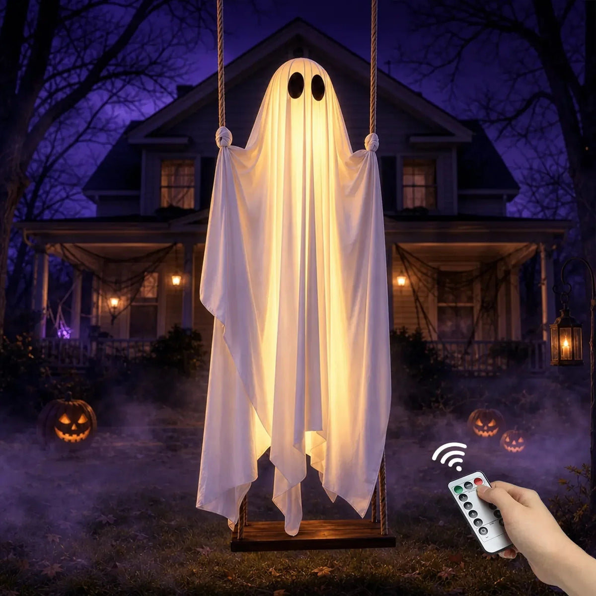 Leuchtende Halloween Geist Dekoration mit Bewegung und Fernbedienung