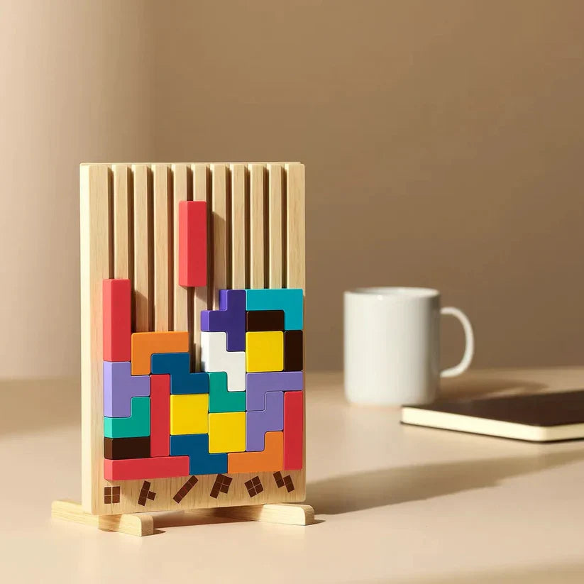 Tetris Puzzle Brett für Schreibtisch mit Standfuß und Vorlagen