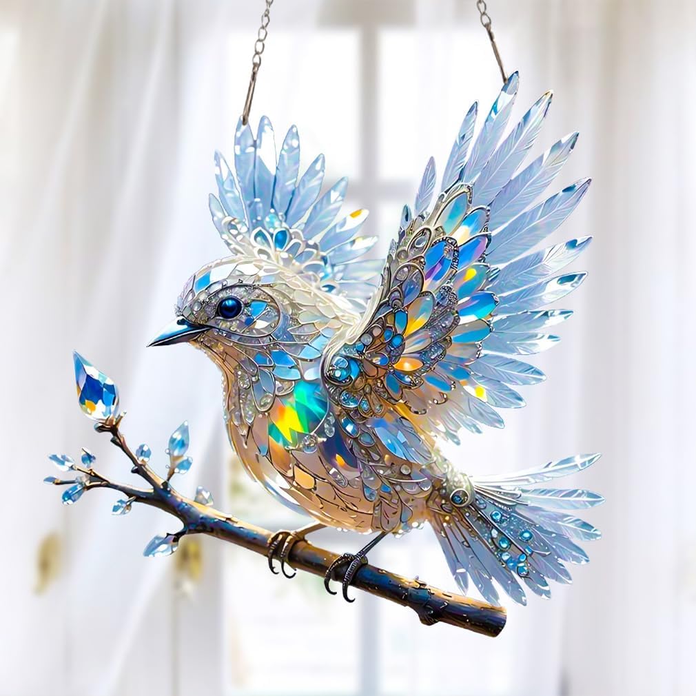 Kristallvogel Fensterdeko Blau - Lichtreflexionen Acryl Vogel Hänger