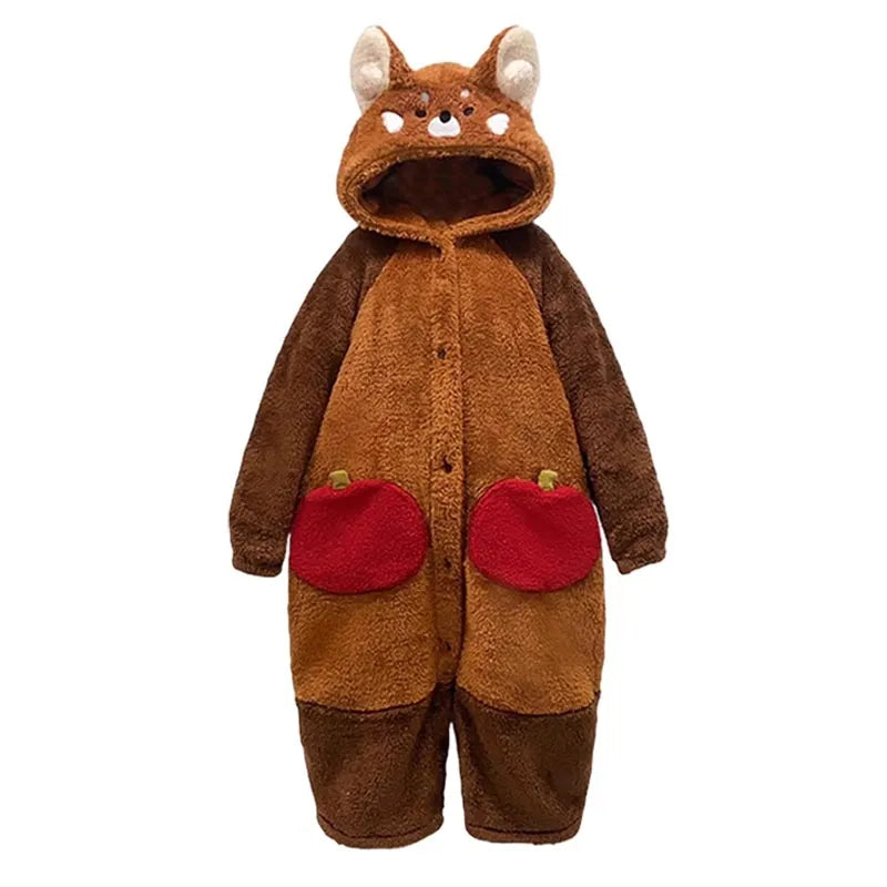 Kuscheliger Kapuzenbademantel mit abnehmbarem Schwanz aus Polyester