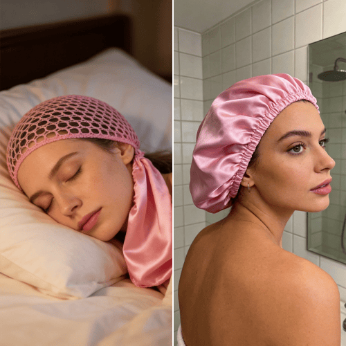 Schlafhaube für lockiges Haar – Frizz-Schutz & Locken über Nacht