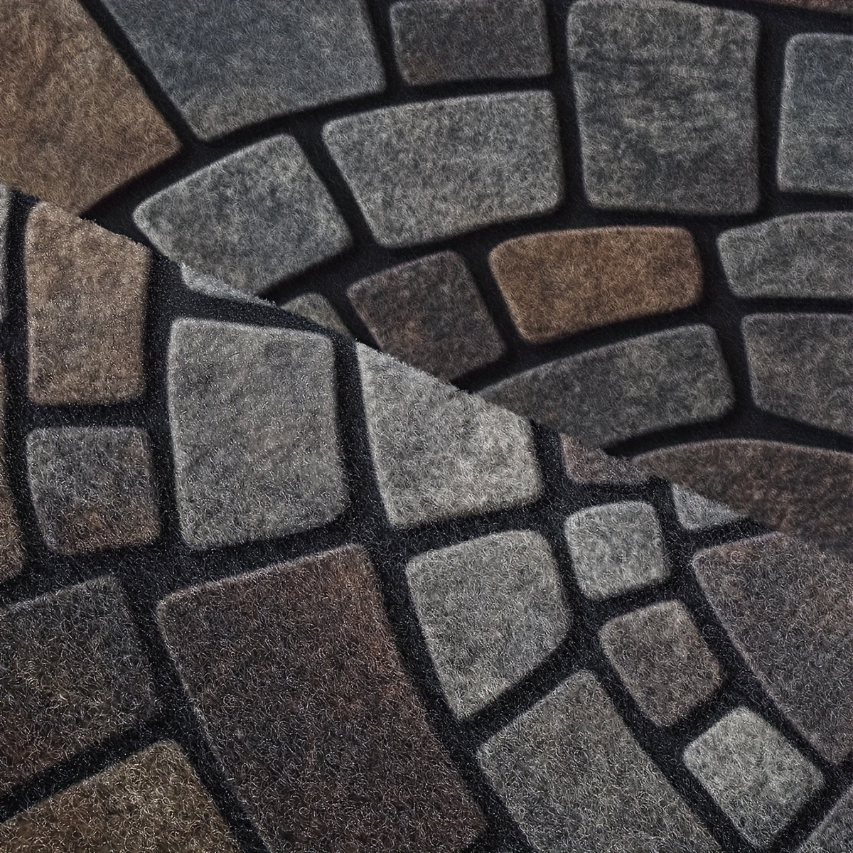 Halbrunde Fußmatte mit Mosaikmuster – innen und außen