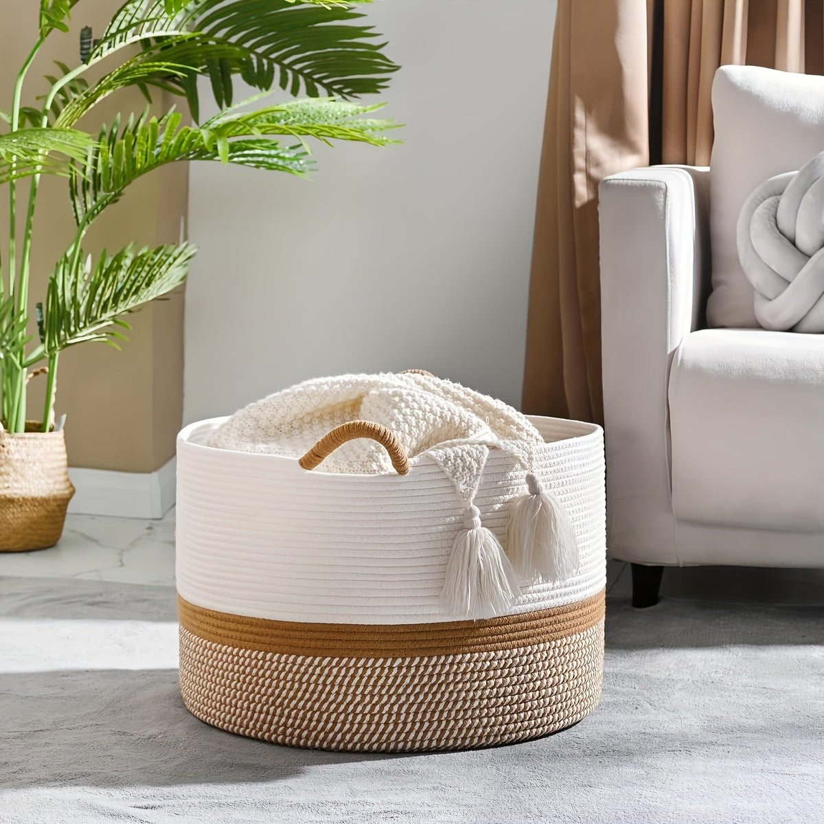 Baumwoll Aufbewahrungskorb im Boho-Stil – vielseitig und dekorativ