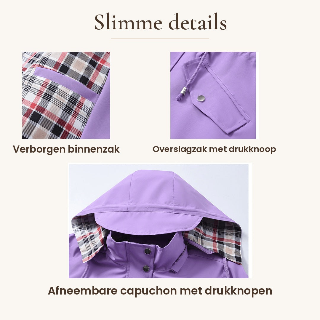 Damen Regenmantel 3-in-1 mit abnehmbarer Kapuze