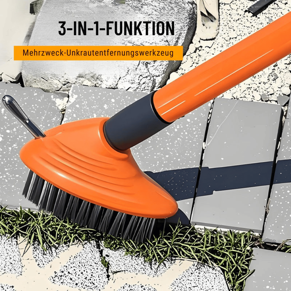 3-in-1 Fugenbürste mit verstellbarem Stiel – Terrasse, Einfahrt & Gehweg