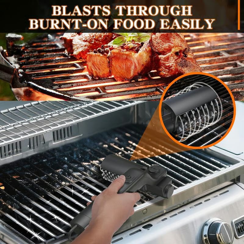 Elektrische Grillbürste Wiederaufladbar mit Rotierendem Kopf