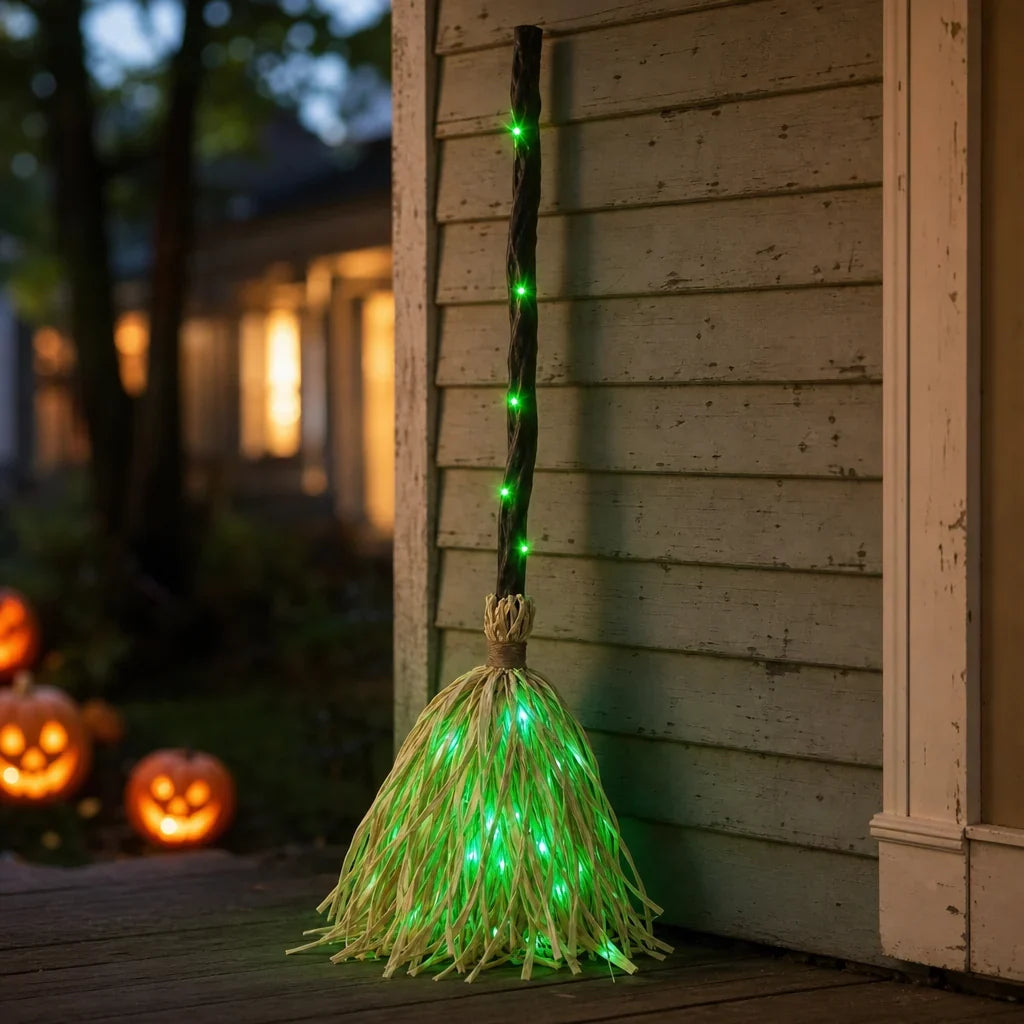 Beweglicher Hexenbesen Halloween Dekoration mit Licht und Sound