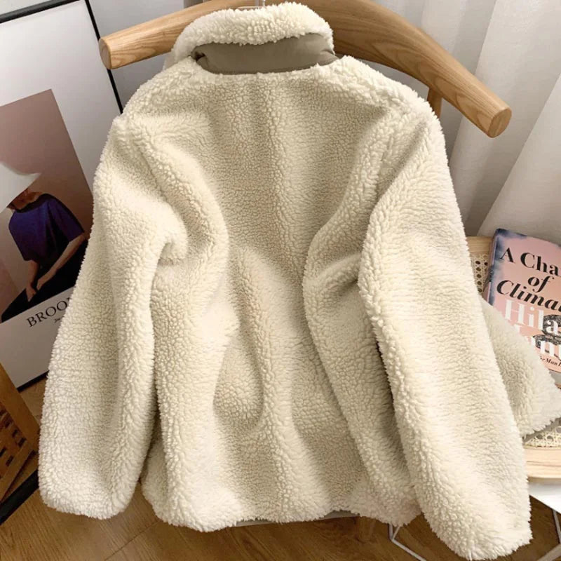 Damen Sherpa Jacke mit Reißverschluss – warm und bequem