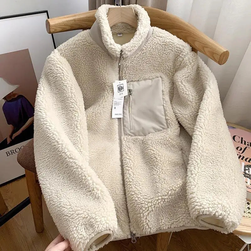 Damen Sherpa Jacke mit Reißverschluss – warm und bequem