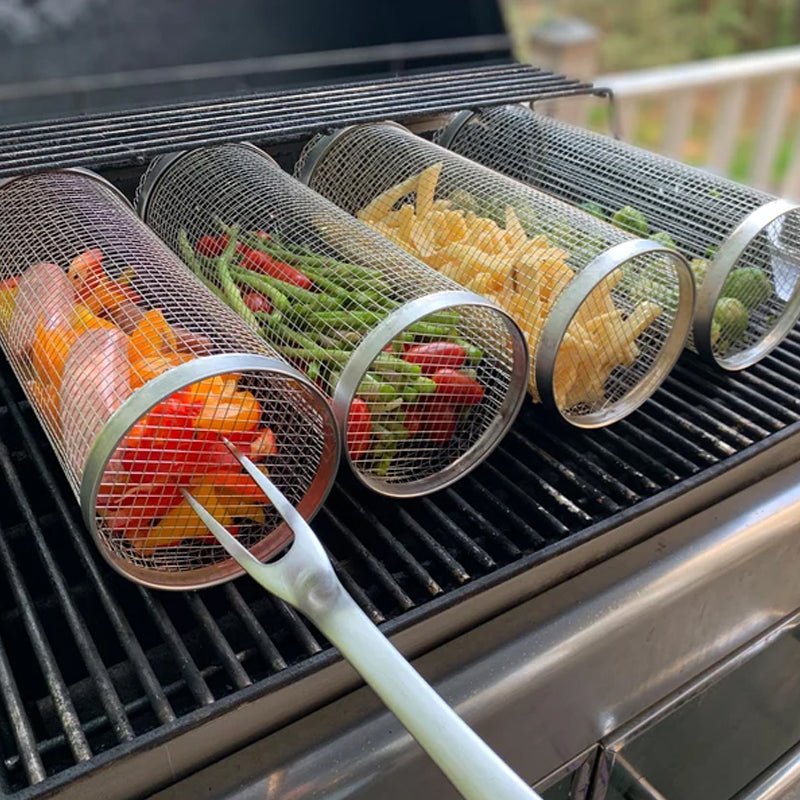 Drehbarer Grillkorb 360° Edelstahl für BBQ Grill - Spülmaschinenfest