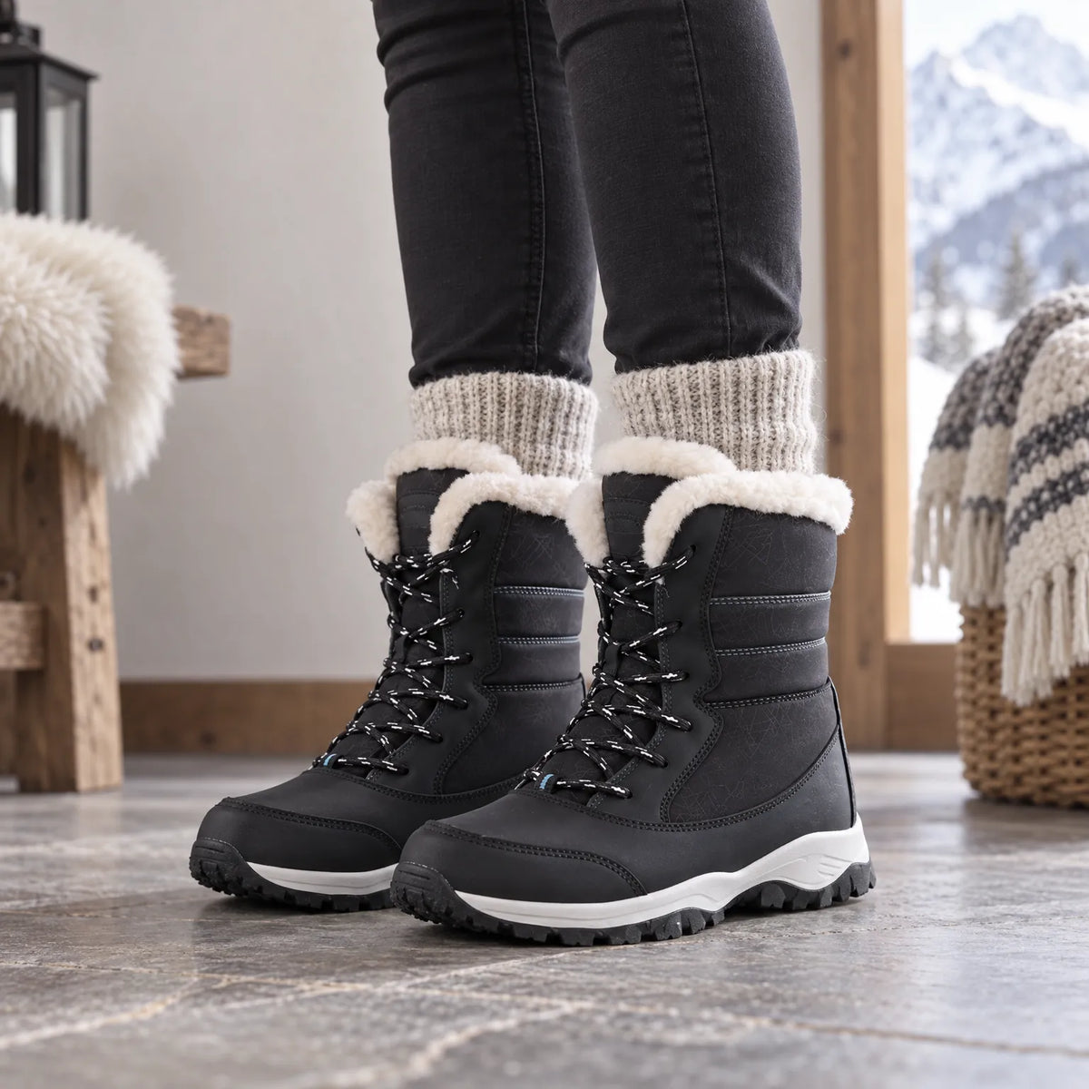 Gefütterte Winterstiefel mit Schnürung – warm bis -40 °C