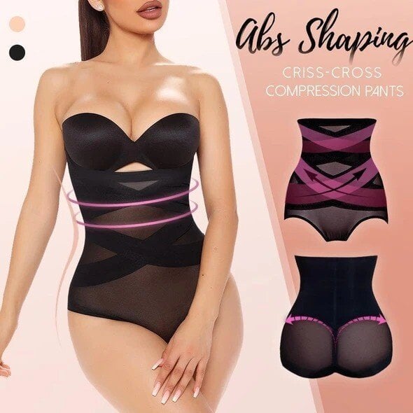 High-Waist Shapewear Hose mit Kreuzkompression - Bauch bis Oberschenkel