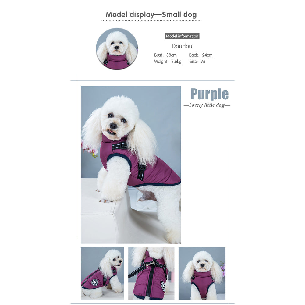 Wasserdichte Winterjacke für Hunde mit integriertem Geschirr