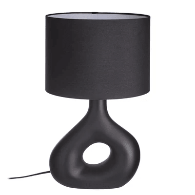 Tischleuchte mit Keramikfuß und Stoffschirm – Industrial Design