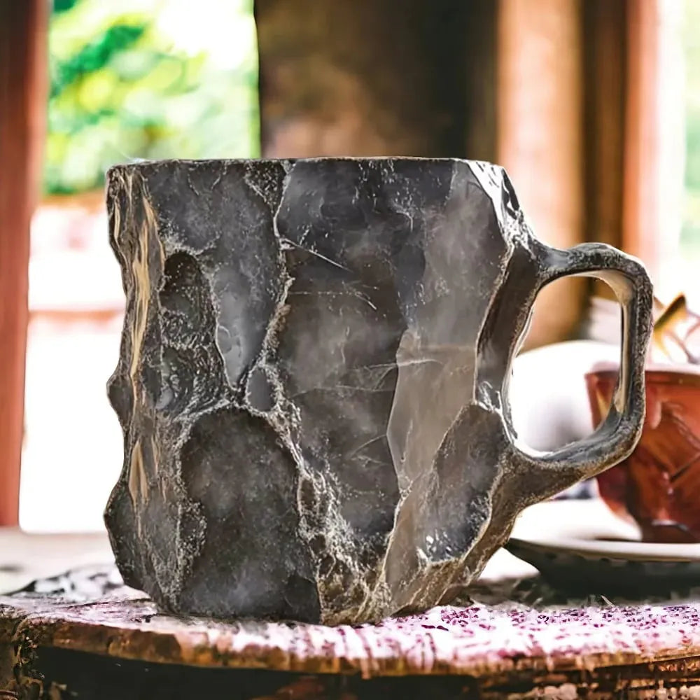 Handgefertigte Kaffeetasse aus Mineralstein – Jaspis, Onyx & Quarz 325 ml