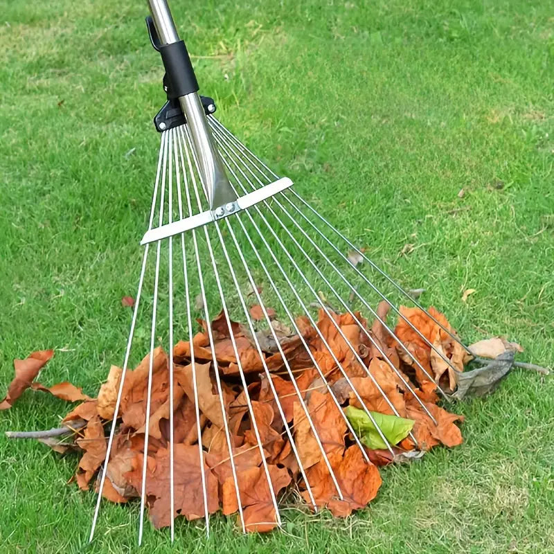 Teleskop Rechen Verstellbar Edelstahl Laubrechen Gartenrechen