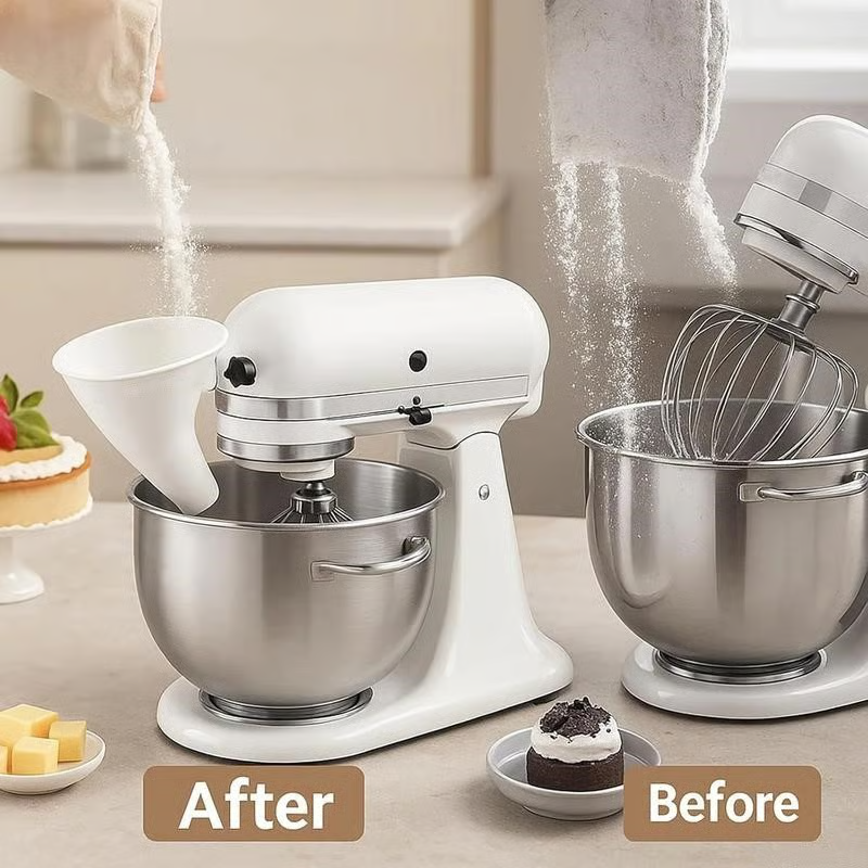 trichter Küchenmaschine - Verschüttungsfreies Backen