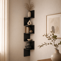 Eck-Wandregal mit mehreren Ebenen für Wohnzimmer und Büro