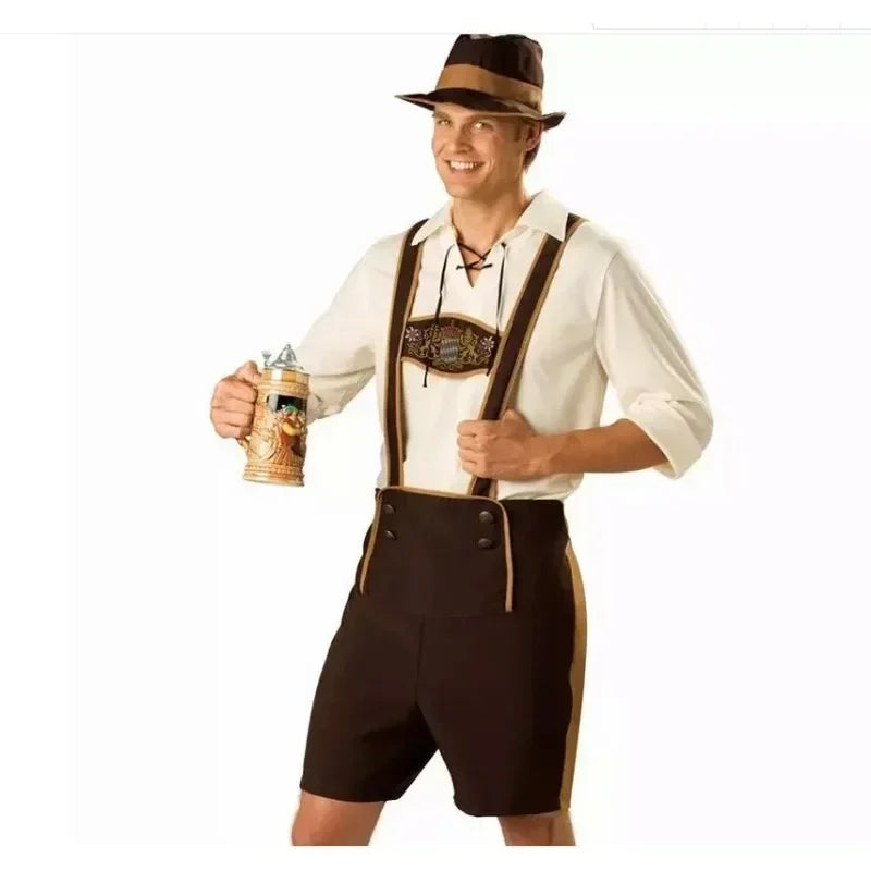Herren Lederhosen Kostüm Set mit Hut – Bayerisches Trachtenkostüm