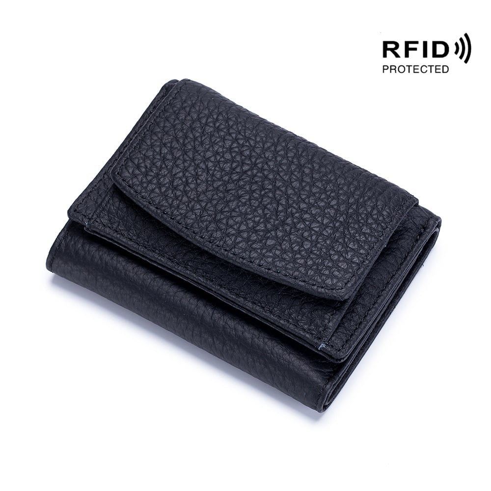Kompakte RFID-Schutz Geldbörse Unisex Leder Mini Portemonnaie