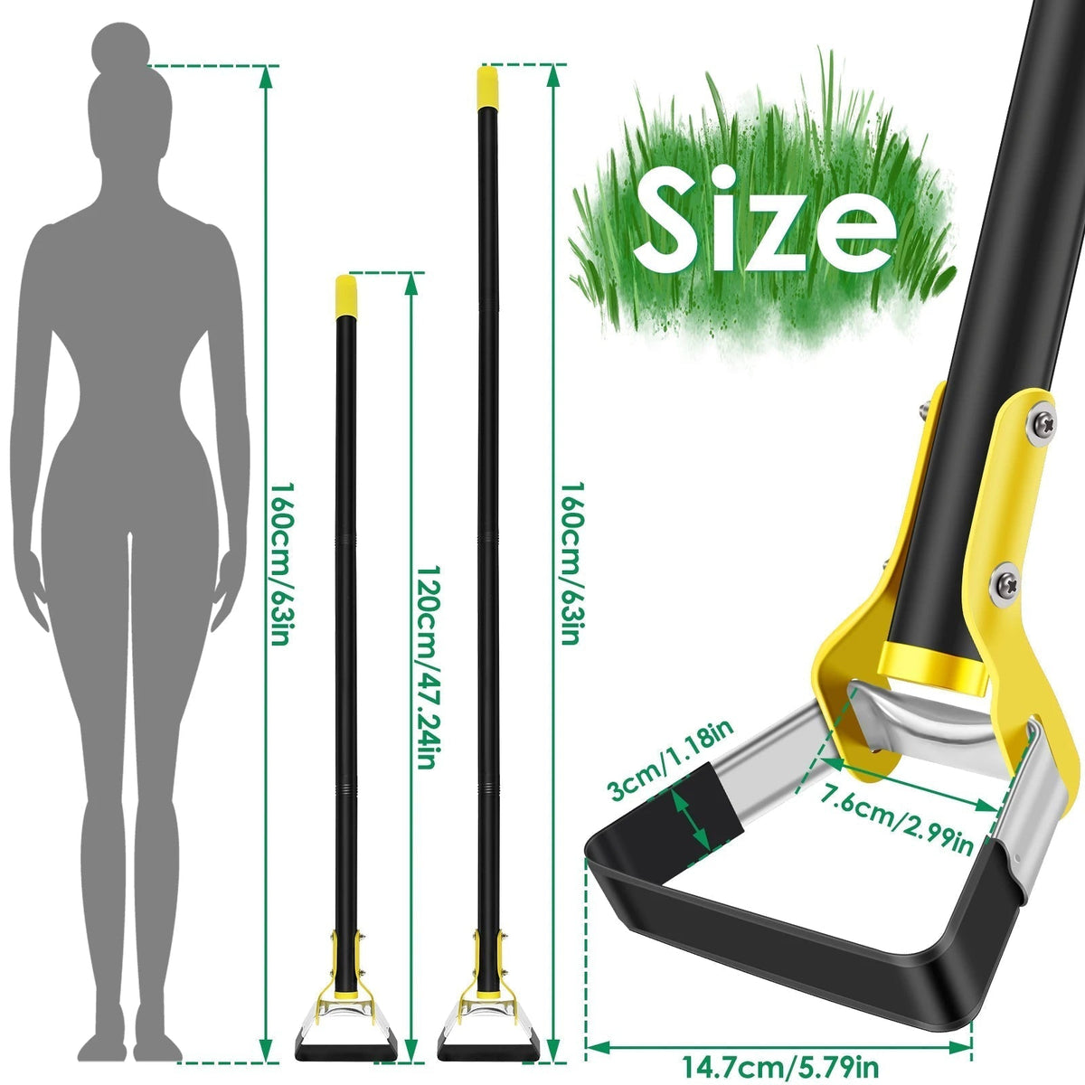 Ergonomische Gartenhacke mit langem Stiel - Unkrautentferner 120-160cm