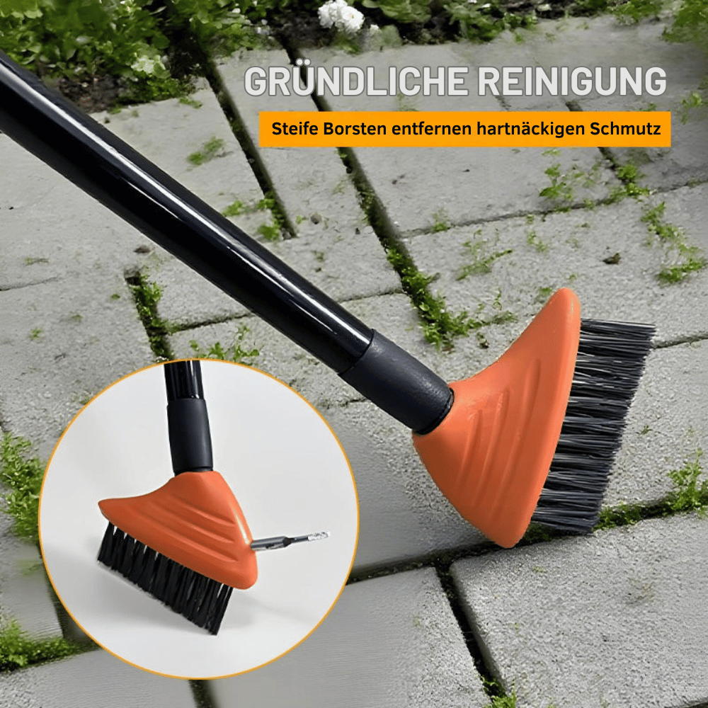 3-in-1 Fugenbürste mit verstellbarem Stiel – Terrasse, Einfahrt & Gehweg