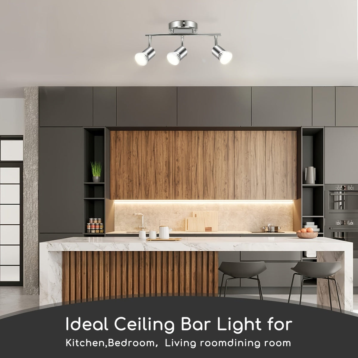 LED Deckenleuchte mit 3 schwenkbaren GU10 Spots für gezielte Beleuchtung