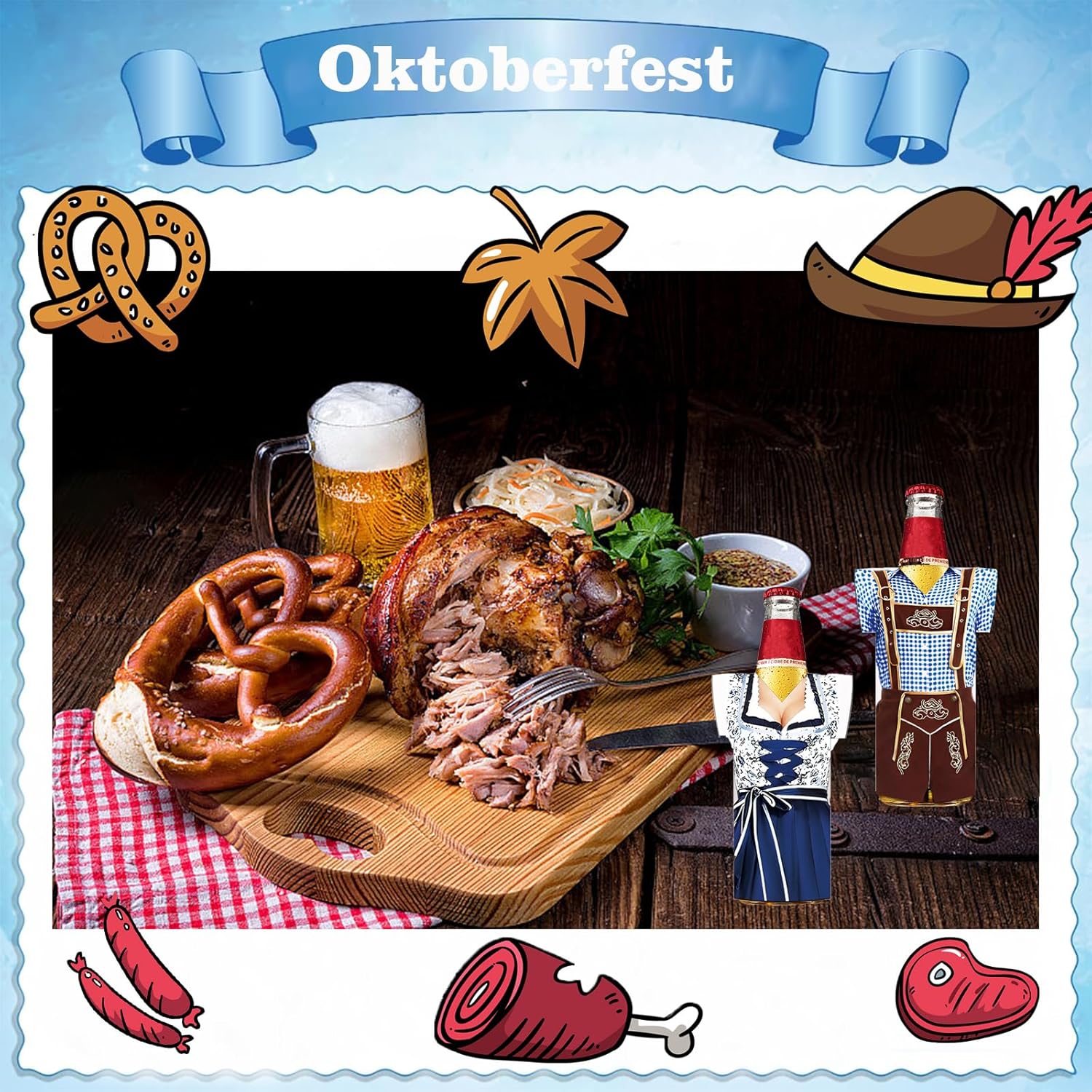 Flaschenkühler Set Neopren Oktoberfest Dirndl Lederhosen 6 Stück