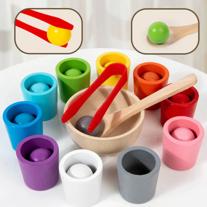 Farben lernen Holzspielzeug - Montessori Farbsortierspiel für Kinder