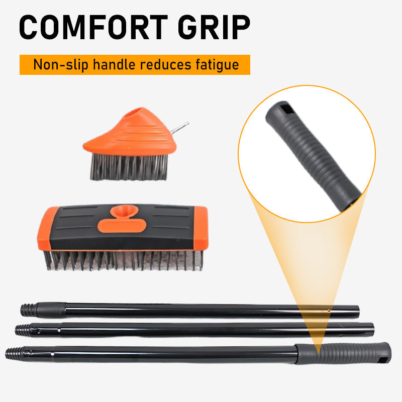 3-in-1 Fugenbürste mit verstellbarem Stiel – Terrasse, Einfahrt & Gehweg
