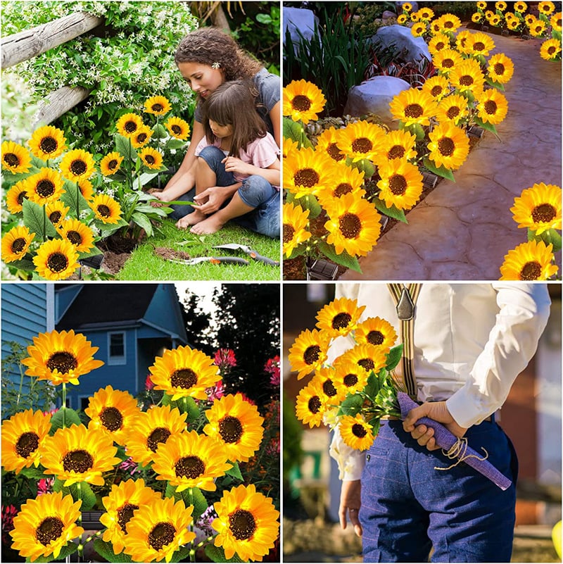 Solar Gartenleuchten Sonnenblumen LED Warmweiß IP65 Wetterfest