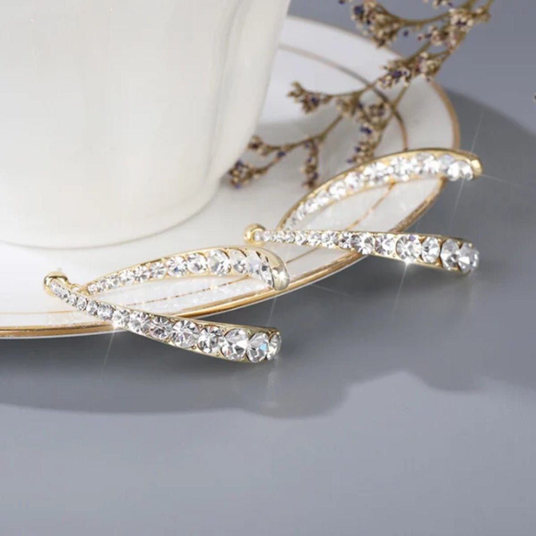 Gebogene Ohrringe Damen Zirkonia Statement Schmuck