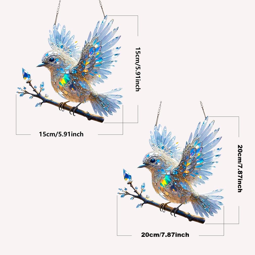 Kristallvogel Fensterdeko Blau - Lichtreflexionen Acryl Vogel Hänger