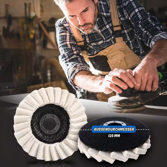 Filz-Lamellenpolierscheiben 125 mm für Winkelschleifer – Hochglanz Polieren