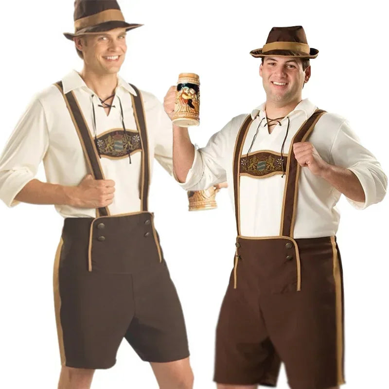 Herren Lederhosen Kostüm Set mit Hut – Bayerisches Trachtenkostüm
