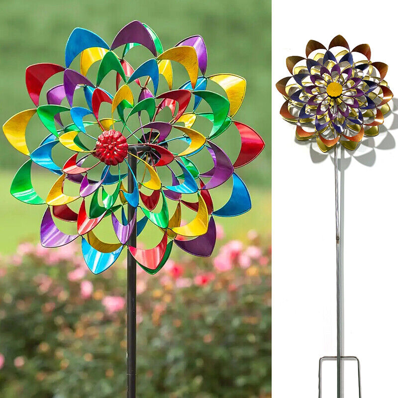 Dekoratives Metall-Windrad für Garten & Terrasse – Blumen-Design
