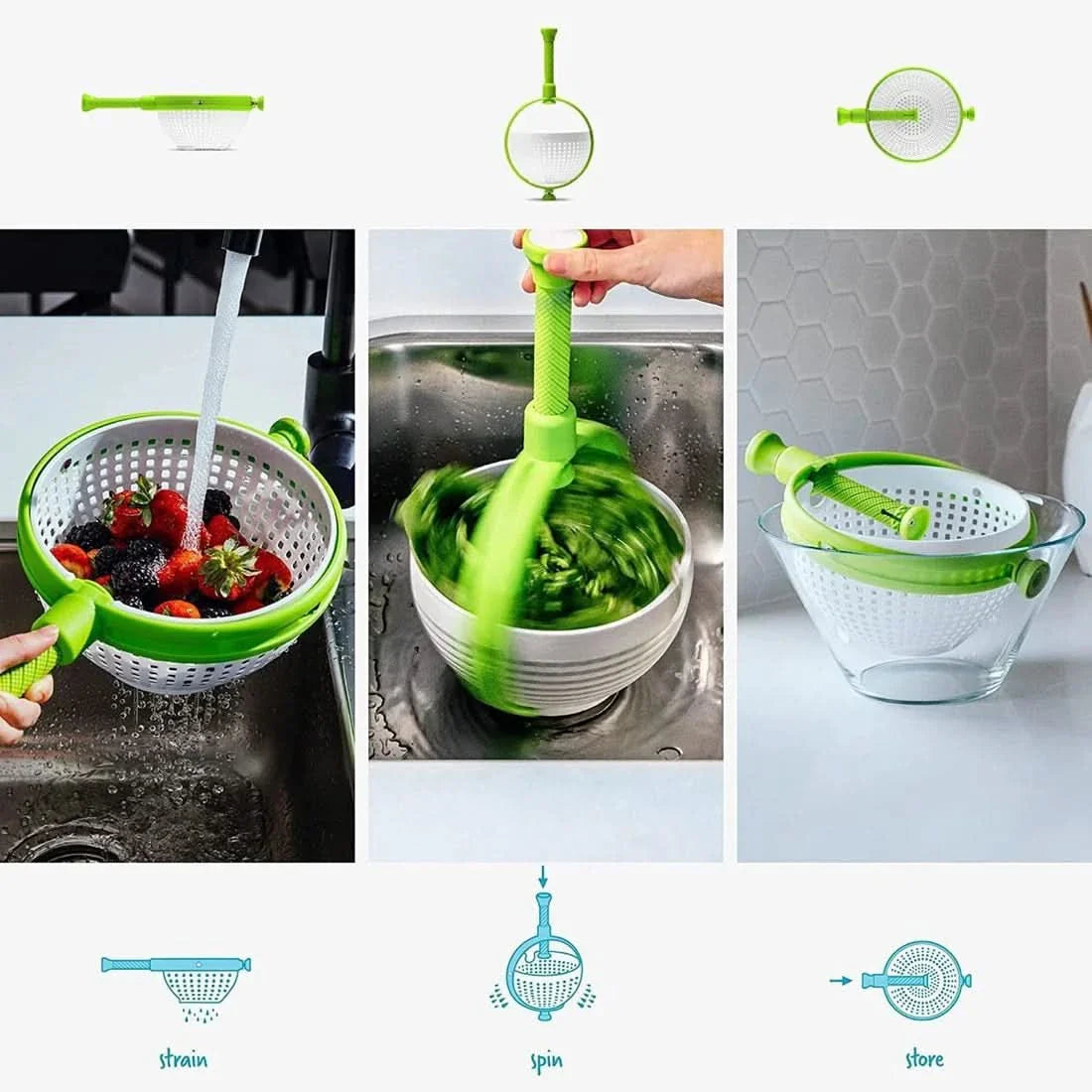 Salatschleuder mit Waschfunktion – Obst & Gemüse Waschen und Schleudern